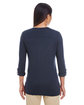 Devon & Jones Ladies' Perfect Fit™ Y-Placket Convertible Sleeve Knit Top NAVY ModelBack
