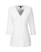 Devon & Jones Ladies' Perfect Fit™ Y-Placket Convertible Sleeve Knit Top WHITE OFFront