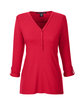 Devon & Jones Ladies' Perfect Fit™ Y-Placket Convertible Sleeve Knit Top RED OFFront
