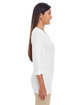 Devon & Jones Ladies' Perfect Fit™ Y-Placket Convertible Sleeve Knit Top WHITE ModelSide