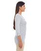 Devon & Jones Ladies' Perfect Fit™ Y-Placket Convertible Sleeve Knit Top GREY HEATHER ModelSide