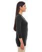 Devon & Jones Ladies' Perfect Fit™ Y-Placket Convertible Sleeve Knit Top BLACK ModelSide
