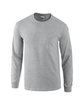 Gildan Adult Ultra Cotton Long-Sleeve Pocket T-Shirt SPORT GREY OFFront