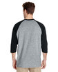 Gildan Adult Heavy Cotton™ 3/4-Raglan Sleeve T-Shirt SPORT GREY/ BLK ModelBack