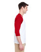 Gildan Adult Heavy Cotton™ 3/4-Raglan Sleeve T-Shirt WHITE/ RED ModelSide