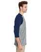 Gildan Adult Heavy Cotton™ 3/4-Raglan Sleeve T-Shirt SPORT GREY/ NAVY ModelSide