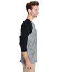 Gildan Adult Heavy Cotton™ 3/4-Raglan Sleeve T-Shirt SPORT GREY/ BLK ModelSide