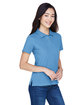 Harriton Ladies' 6 oz. Ringspun Cotton Piqué Short-Sleeve Polo LT COLLEGE BLUE ModelQrt