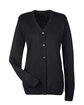 Harriton Ladies' Pilbloc™ V-Neck Button Cardigan Sweater BLACK OFFront