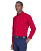 Harriton Men's Easy Blend™ Long-Sleeve Twill Shirt with Stain-Release RED ModelQrt