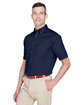Harriton Men's Easy Blend™ Short-Sleeve Twill Shirt with Stain-Release NAVY ModelQrt