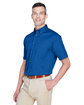 Harriton Men's Easy Blend™ Short-Sleeve Twill Shirt with Stain-Release FRENCH BLUE ModelQrt