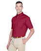 Harriton Men's Easy Blend™ Short-Sleeve Twill Shirt with Stain-Release WINE ModelQrt