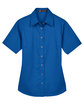 Harriton Ladies' Easy Blend™ Short-Sleeve Twill Shirt with Stain-Release FRENCH BLUE FlatFront