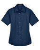 Harriton Ladies' Easy Blend™ Short-Sleeve Twill Shirt with Stain-Release NAVY FlatFront