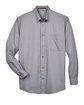 Harriton Men's Tall Easy Blend™ Long-Sleeve Twill Shirt with Stain-Release DARK GREY FlatFront