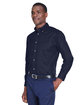 Harriton Men's Tall Easy Blend™ Long-Sleeve Twill Shirt with Stain-Release NAVY ModelQrt