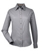 Harriton Ladies' Easy Blend™ Long-Sleeve Twill Shirt with Stain-Release DARK GREY OFFront