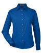 Harriton Ladies' Easy Blend™ Long-Sleeve Twill Shirt with Stain-Release FRENCH BLUE OFFront