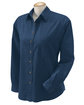 Harriton Ladies' 6.5 oz. Long-Sleeve Denim Shirt DARK DENIM OFFront