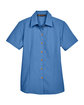 Harriton Ladies' Barbados Textured CampShirt POOL BLUE FlatFront