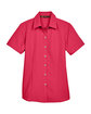 Harriton Ladies' Barbados Textured CampShirt PARROT RED FlatFront