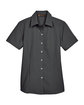 Harriton Ladies' Barbados Textured CampShirt BLACK FlatFront