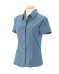 Harriton Ladies' Barbados Textured CampShirt CLOUD BLUE OFFront
