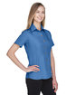 Harriton Ladies' Barbados Textured CampShirt POOL BLUE ModelQrt