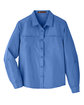 Harriton Ladies' Key West Long-Sleeve Performance Staff Shirt POOL BLUE FlatFront