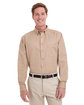 Harriton Men's Foundation 100% Cotton Long-Sleeve Twill Shirt with Teflon™  