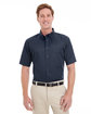 Harriton Men's Foundation Cotton Short-Sleeve Twill Shirt with Teflon  