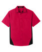 Harriton Men's Flash IL Colorblock Short Sleeve Shirt RED/ BLACK FlatFront