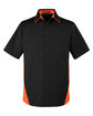 Harriton Men's Flash IL Colorblock Short Sleeve Shirt BLACK/ TM ORANGE OFFront
