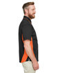Harriton Men's Flash IL Colorblock Short Sleeve Shirt BLACK/ TM ORANGE ModelSide