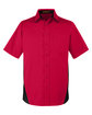 Harriton Men's Tall Flash IL Colorblock Short Sleeve Shirt RED/ BLACK OFFront