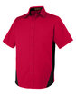 Harriton Men's Tall Flash IL Colorblock Short Sleeve Shirt RED/ BLACK OFQrt