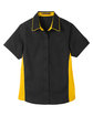 Harriton Ladies' Flash IL Colorblock Short Sleeve Shirt BLACK/ SNRY YLLW FlatFront