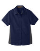 Harriton Ladies' Flash IL Colorblock Short Sleeve Shirt DK NAVY/ DK CHRC FlatFront