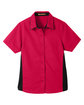 Harriton Ladies' Flash IL Colorblock Short Sleeve Shirt RED/ BLACK FlatFront