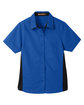 Harriton Ladies' Flash IL Colorblock Short Sleeve Shirt TR ROYAL/ BLACK FlatFront