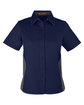 Harriton Ladies' Flash IL Colorblock Short Sleeve Shirt DK NAVY/ DK CHRC OFFront