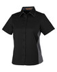 Harriton Ladies' Flash IL Colorblock Short Sleeve Shirt BLACK/ DK CHARCL OFQrt