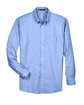 Harriton Men's Long-Sleeve Oxford with Stain-Release LIGHT BLUE FlatFront