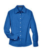Harriton Ladies' Long-Sleeve Oxford with Stain-Release FRENCH BLUE FlatFront