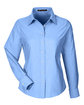 Harriton Ladies' Long-Sleeve Oxford with Stain-Release LIGHT BLUE OFFront