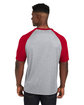 Team 365 Unisex Zone Colorblock Raglan T-Shirt ATH HTHR/ SP RED ModelBack