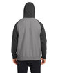 Team 365 Unisex Zone HydroSport™ Heavyweight Colorblock Hooded Sweatshirt DK GRY HTHR/ BLK ModelBack