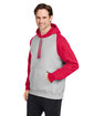 Team 365 Unisex Zone HydroSport™ Heavyweight Colorblock Hooded Sweatshirt ATH HTHR/ SP RED ModelQrt