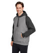 Team 365 Unisex Zone HydroSport™ Heavyweight Colorblock Hooded Sweatshirt DK GRY HTHR/ BLK ModelQrt